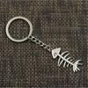 New Fashion Men 30mm Keychain DIY Metal Holder Chain Vintage Fish Bone 42x21mm Silver Color Pendant Gift