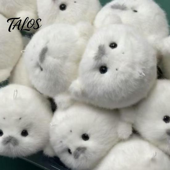 Soft Backpack Ornament Cute Baby Seal Plush Keychain, Fluffy White Mini Bag Decorative Room Pendant Charm, Stuffed Ocean Animal Key Ring Accessory for