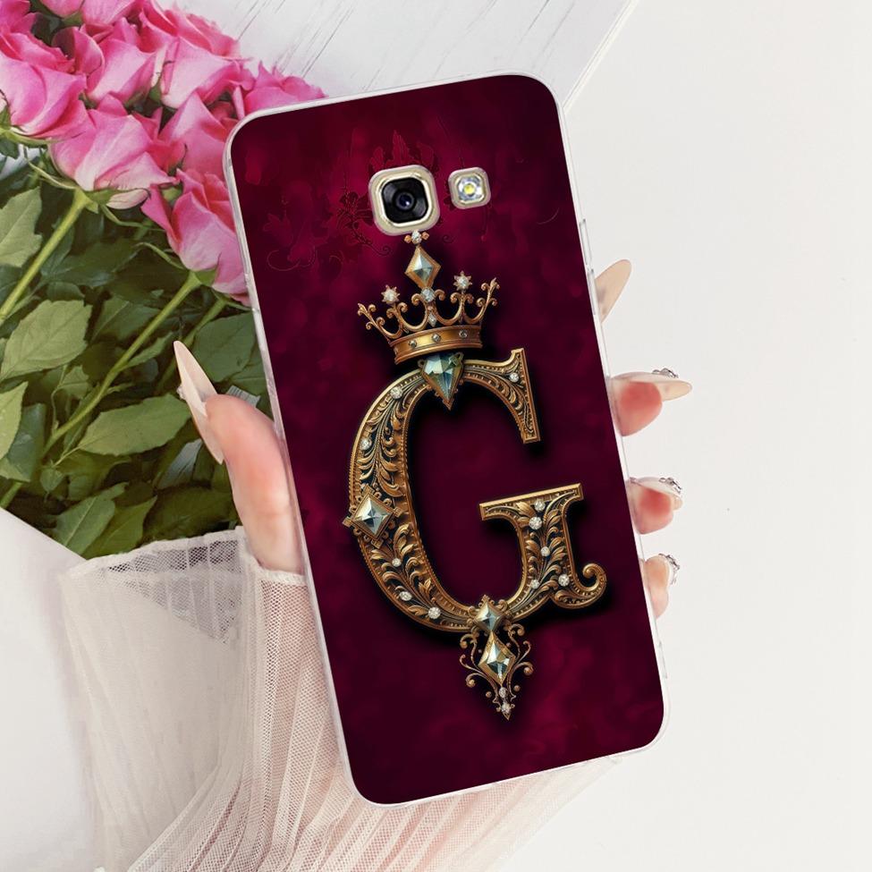 Clear For Samsung A5 2017 A520F A520K Cover For Samsung Galaxy A5 2017 Case Luxury Crown A-Z Letters 2D Flat Pattern Soft Casing