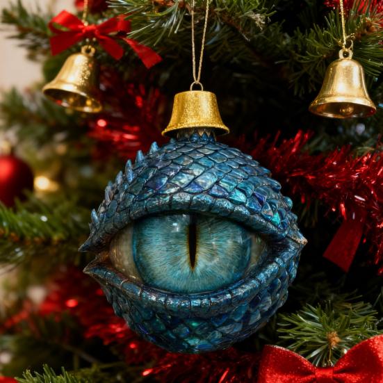 Dragon's Eye Christmas Ornament Mystic Dragon Eye 2D Flat Acrylic Xmas Tree Hanging Ornaments for Fantasy Lovers
