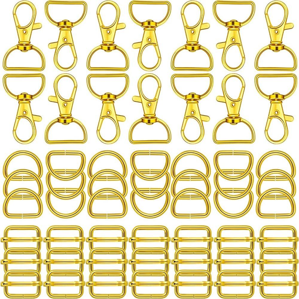 56Pcs Metal Buckles Lobster Claw Clasp Swivel Clasp Keychain Clip Hook  Strap Making