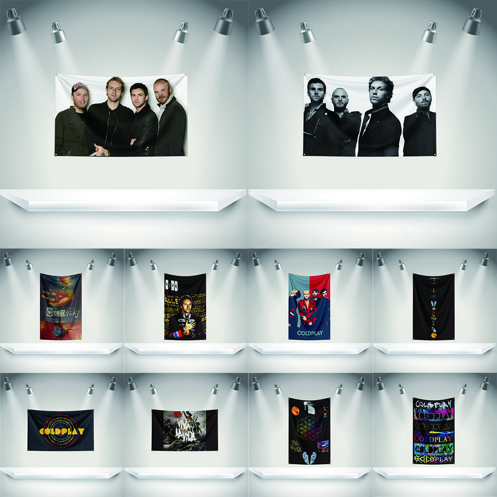 Флаг Coldplay Музыкальная рок-группа Баннер 3x5 футов С латунными люверсами HD-печать Гобелен Выставка Фанаты музыкальной группы Декор гаража