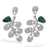 [P1215] - Silver Earrings 'Sissi' Silver Green (rhodium Plated) - 27x12 Mm