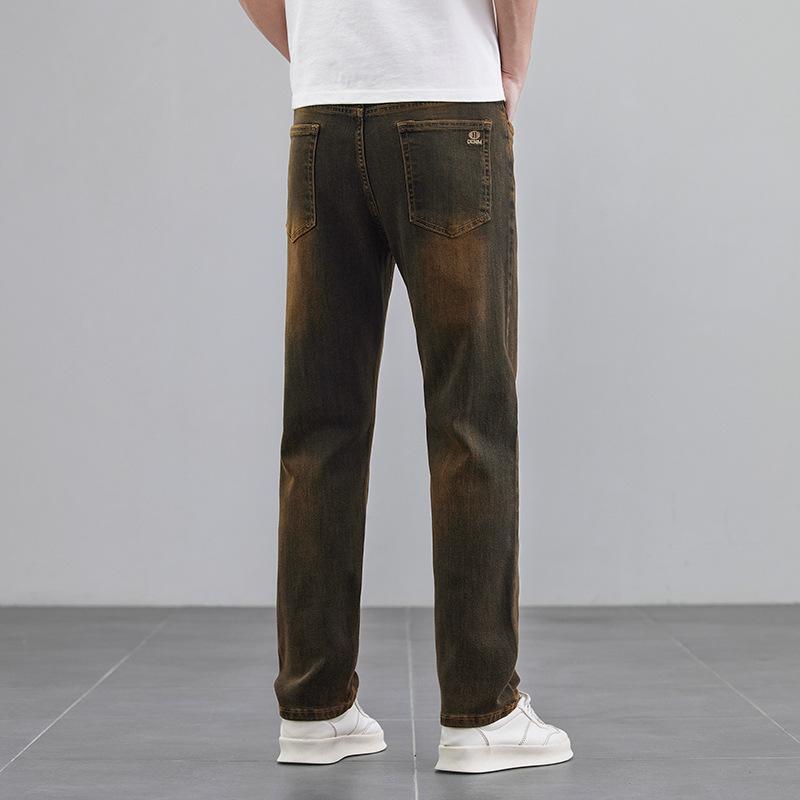 Весна Новые Эластичные Прямые Джинсы Мужские Ретро Мужские Обычные Брюки