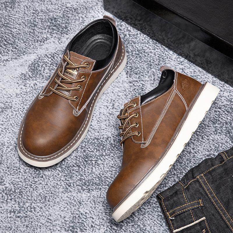 Мужская обувь очень большого размера весна и осень 2025 новая ретро рабочая обувь американская уличная повседневная кожаная обувь ботинки Мартина с большой головой