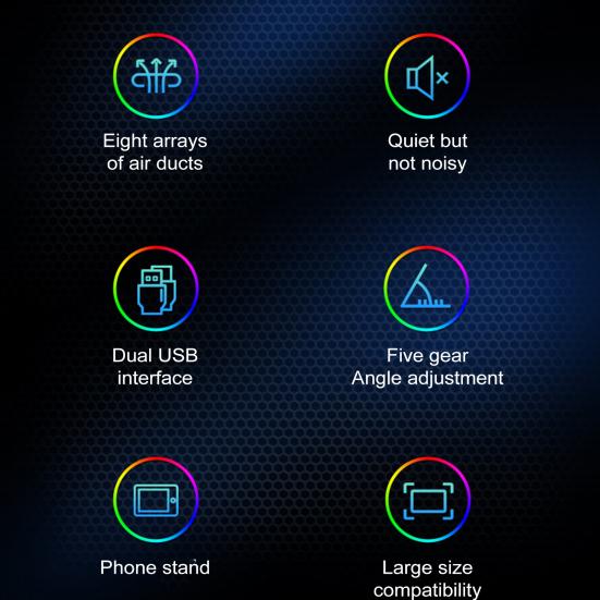 Laptop Cooling Pad Cooling Fans Height with 8 Adjustable Strong Airflow Low Noise