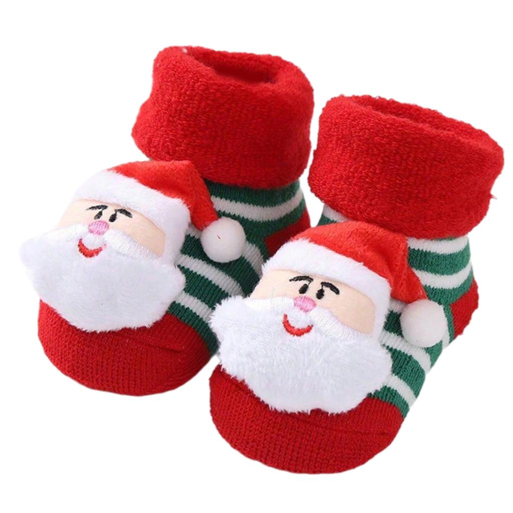 Terry Socks for Infants 0-12 Months Christmas Pattern Warm Cotton Socks Warm & Protective Socks for Indoor & Outdoor Use