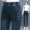 Black Stretch Jeans Women Spring Autumn Fashion Side Button Elastic High Waist Skinny Jeans Woman Casual Slim Denim Pencil Pants