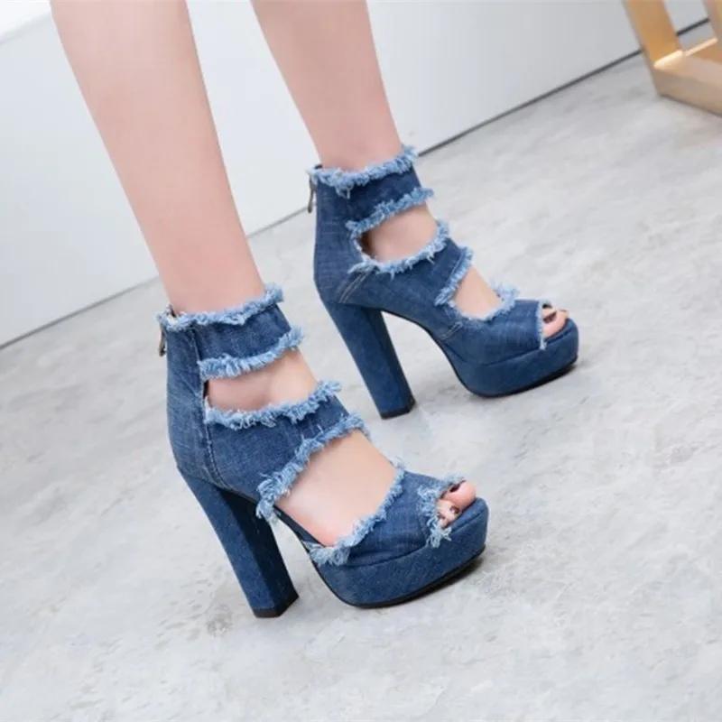Women's Shoes New Back Zipper Women's Sandals Fashion Peep Toe Dress Sandals Women Summer Plus Size Solid Heeled Sandals