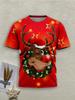 Men's T-shirt 3D Prints Christmas Reindeer Graphic Sportwear Crew Neck Short Sleeve Tee Tops Men's Clothing