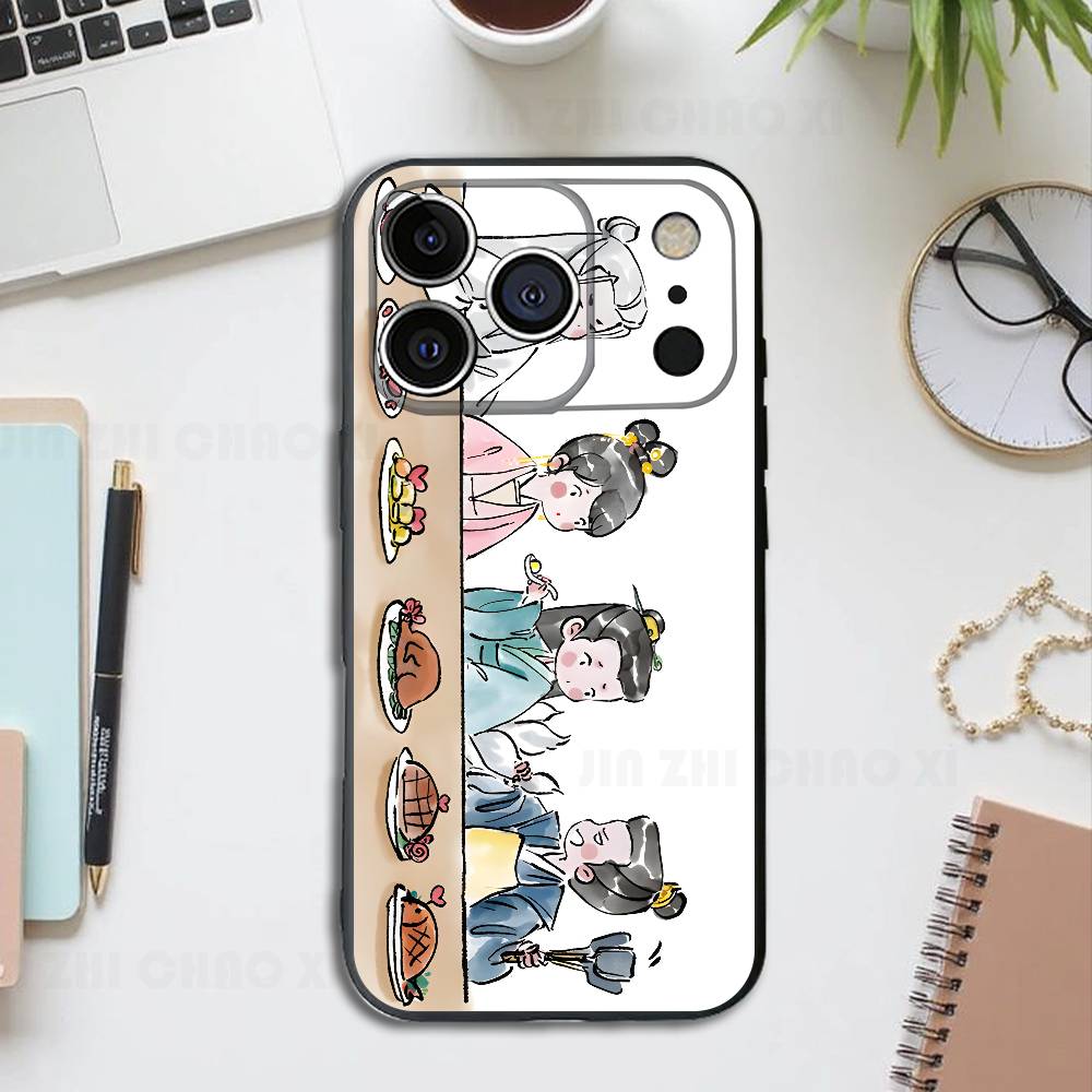 Чехол для телефона Drama XiaoYao Черный для iPhone 17 16 15 14 13 12 13 12 11 Pro Max Plus XS XR Силиконовый Мягкий Задний Чехол