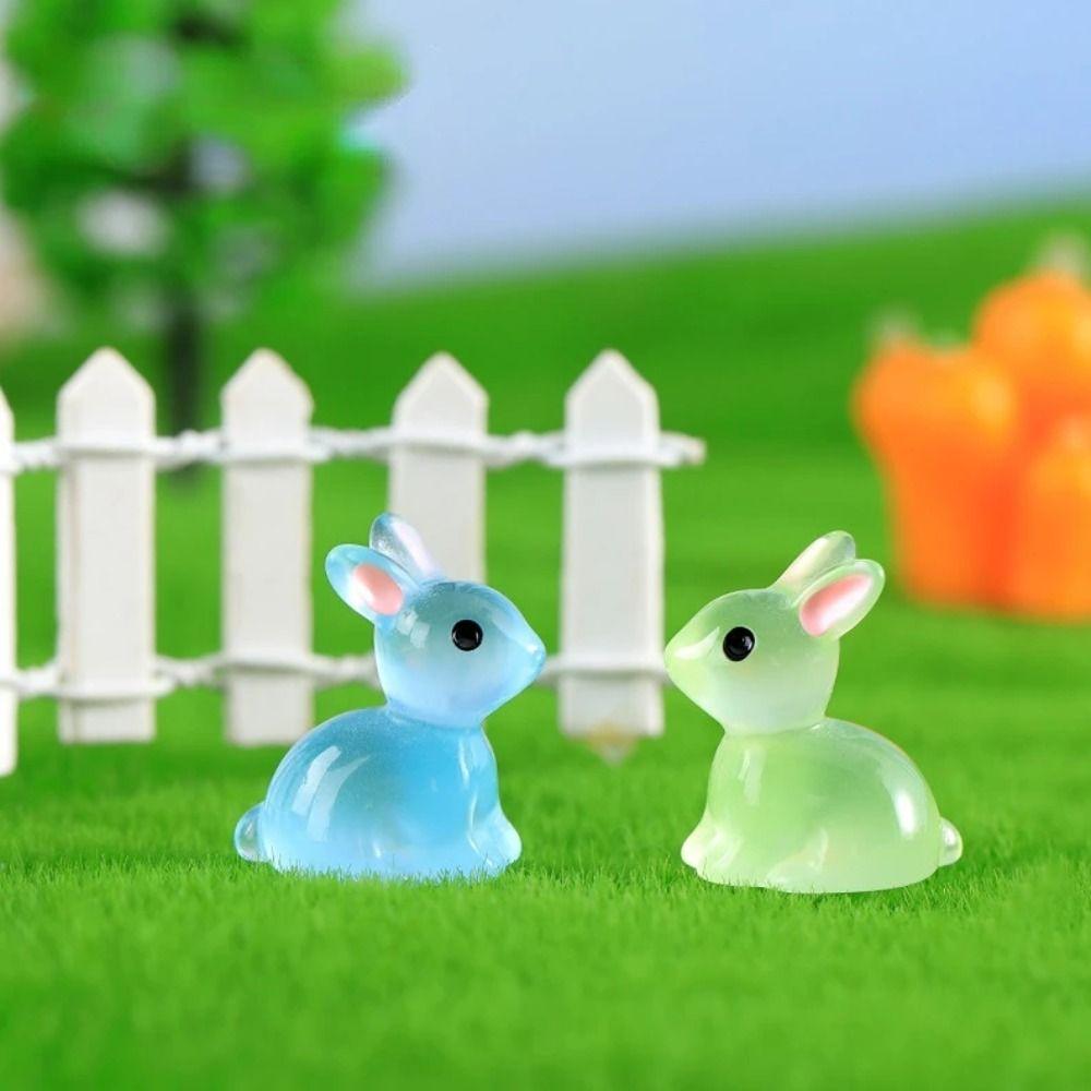 Gardening Luminous Bunnies Cute Miniature Figurines Microlandscape Mini Rabbit Ornaments