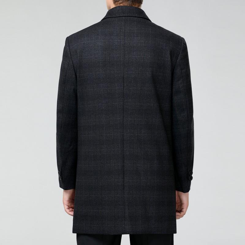 Осенне-зимний новый стиль, тонкая кашемировая ветровка для мужчин среднего возраста, свободное шерстяное пальто средней длины, куртка для папы на пуговицах