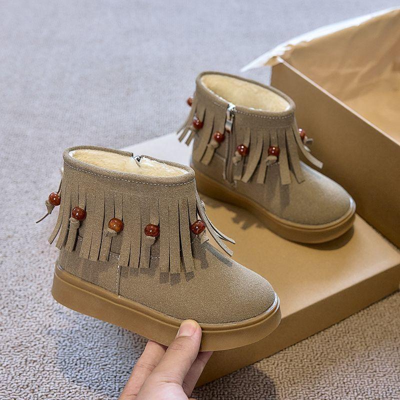 Girls' Fashionable Anti-slip Boots, Winter Children's Princess Tassel Ankle Boots