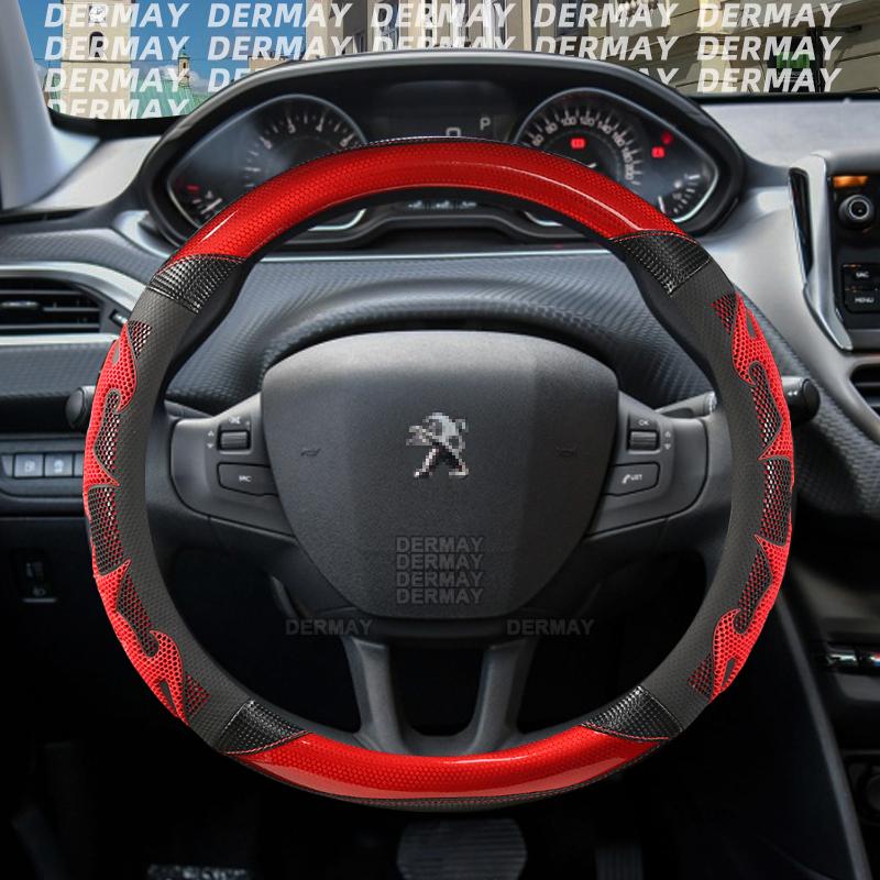 for Peugeot 2008 I II A94 e-2008 P24 2013~2023 Car Steering Wheel Cover Silica Gel PU Leather Non-slip Massage Auto Accessories
