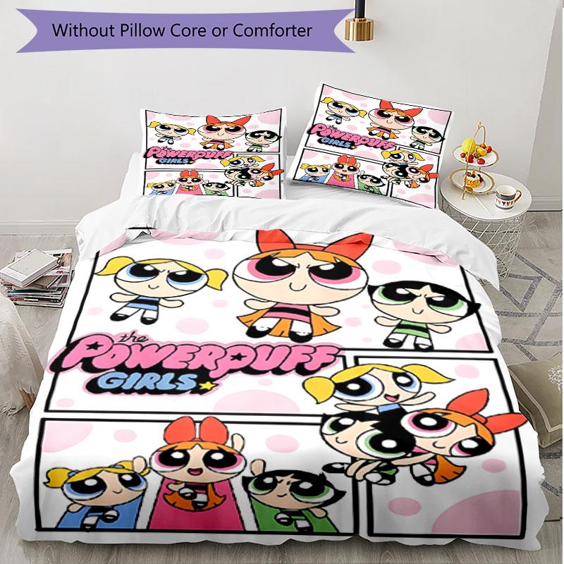 3pcs Duvet Cover Set (1*Duvet Cover + 2*Pillowcase, Without Core), The Powerpuff Girls Print Soft All‑Season Bedding Set, Home Bedroom Decor Gift