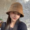 Autumn and Winter Solid Color Warm Hat for Women Japanese Simple Knitted Fisherman Hat Korean Face-showing Small Chenille Casual Basin Hat