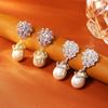 Классические серьги-подвески с жемчугом, блестящие серьги с цирконом цвета шампанского для женщин