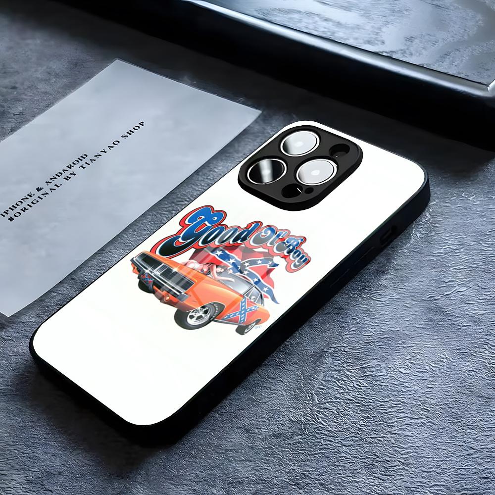 The General Lee Dukes Of Hazzard 01 Phone Case For IPhone 16 15 14 Pro 11 13 12 Mini XS XR Max 6 8 7 Plus SE Glass Cove