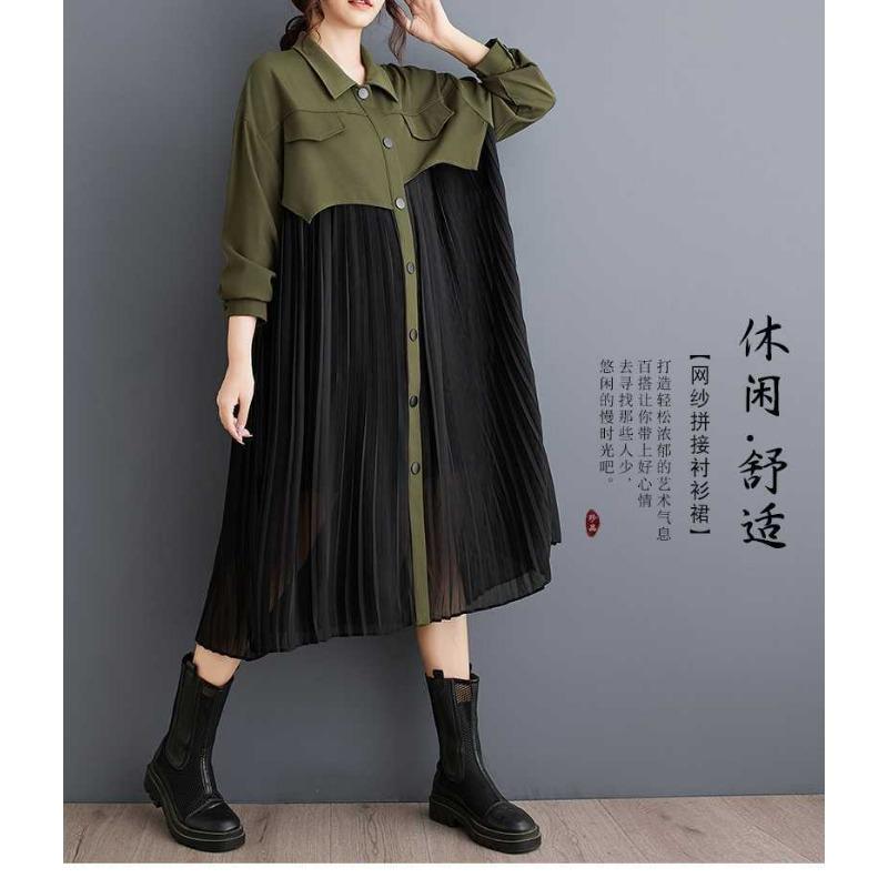 Нишевое платье с длинным рукавом, свободного кроя, пэчворк, плиссированное