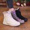Women's Winter Boots Leather Waterproof Platform Height Increasing Plush Lined Ankle Snow Boots