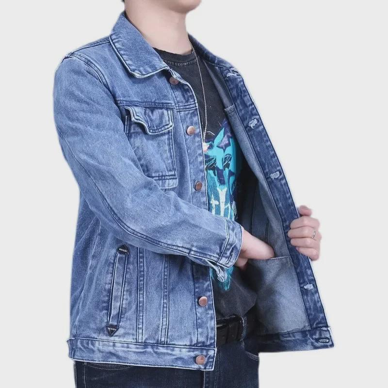 Мужская джинсовая рабочая куртка свободного кроя с несколькими карманами — модная, износостойкая, в наличии большие размеры