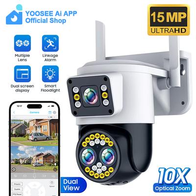 YOOSEE Ai APP Камера безопасности Wi-Fi PTZ Беспроводная наружная CCTV камера HD 15 МП 10-кратный ЗУМ Автоматическое слежение Двусторонняя связь Цветное ночное видение