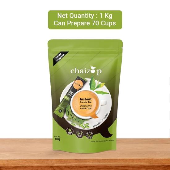 Chaizup Premium 1 мин. Растворимый чай с кардамоном Premix - 1 кг Поли | Ароматизаторы кардамона | Приблизительно. 72 порции | 1 кг