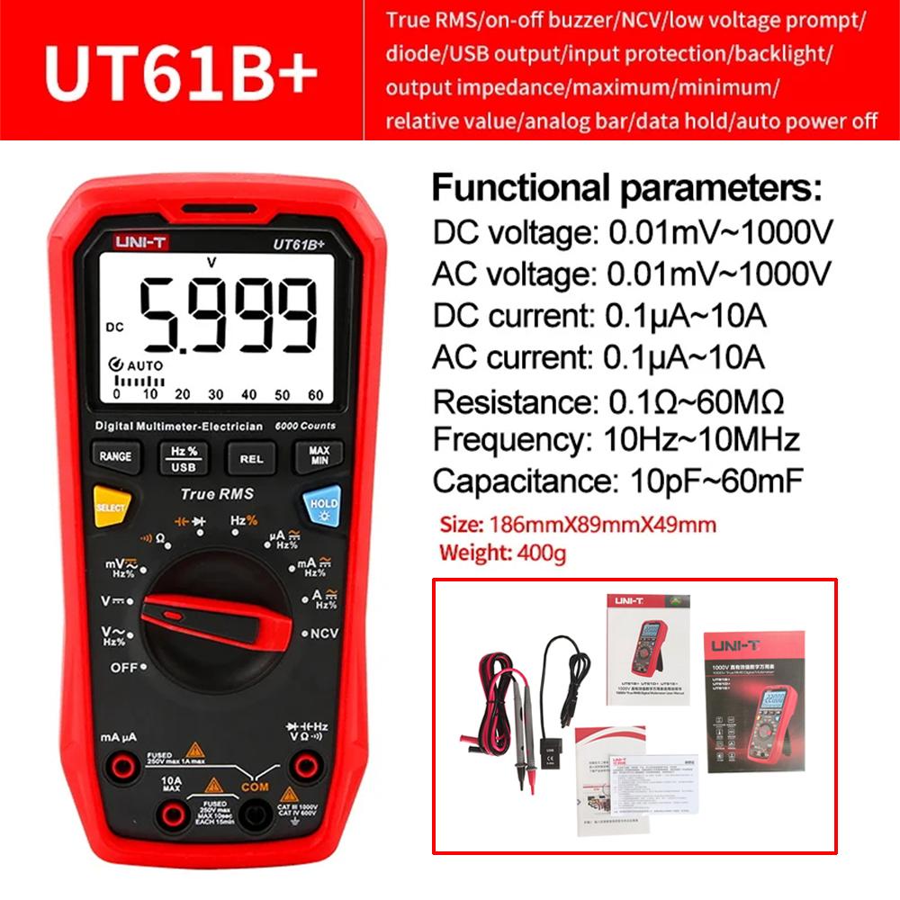Профессиональный цифровой мультиметр UNI-T UT890C UT89X UT89XD UT105+ UT107+ UT61B+ UT61D+ UT61E+ Вольтметр Амперметр Электрический тестер