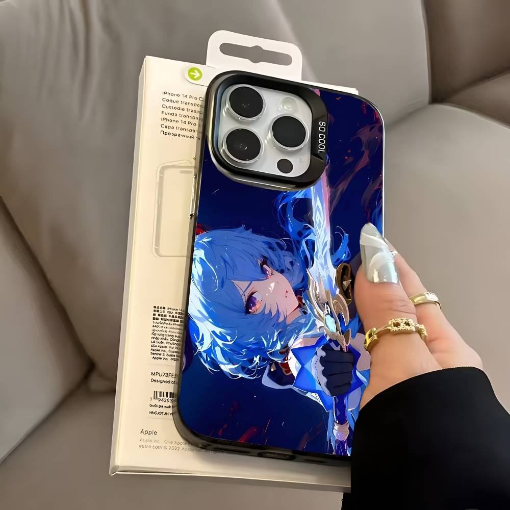 Чехол для телефона Ganyu Genshin Impact для iPhone 17 17Air 16 15 14 13 12 11 Pro Max Plus Цветной Серебристый