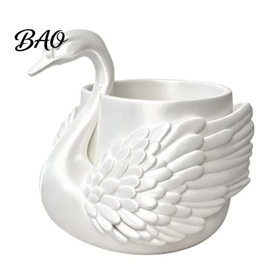 Painting Brush Holder Elegant Swan Pen Holder, Durable PLA Pencil Organizer, Decorative Large Cute for Desk Capacity Container Stationery Makeup