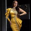 Spring and summer new European and American women's clothing sexy gold-sprinkled turtleneck dress splicing irregular banquet dress