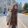 Retro Plaid Scarf Women's Autumn and Winter Atmosphere Imitation Cashmere Student Warm Versatile Scarf Shawl