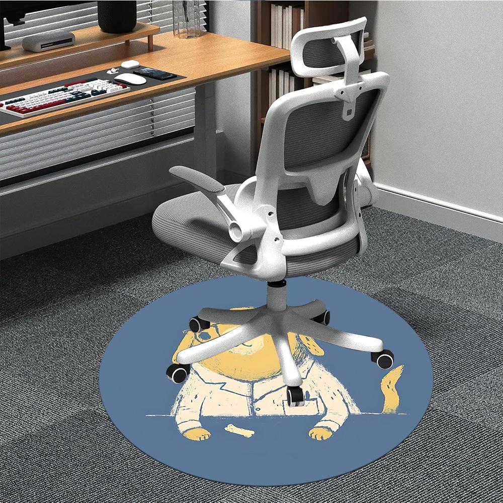 1pc Doggie Labcoat Office Round Area Rug, Under Office Chairs Bedroom Living Room Home Decor, Room Deco