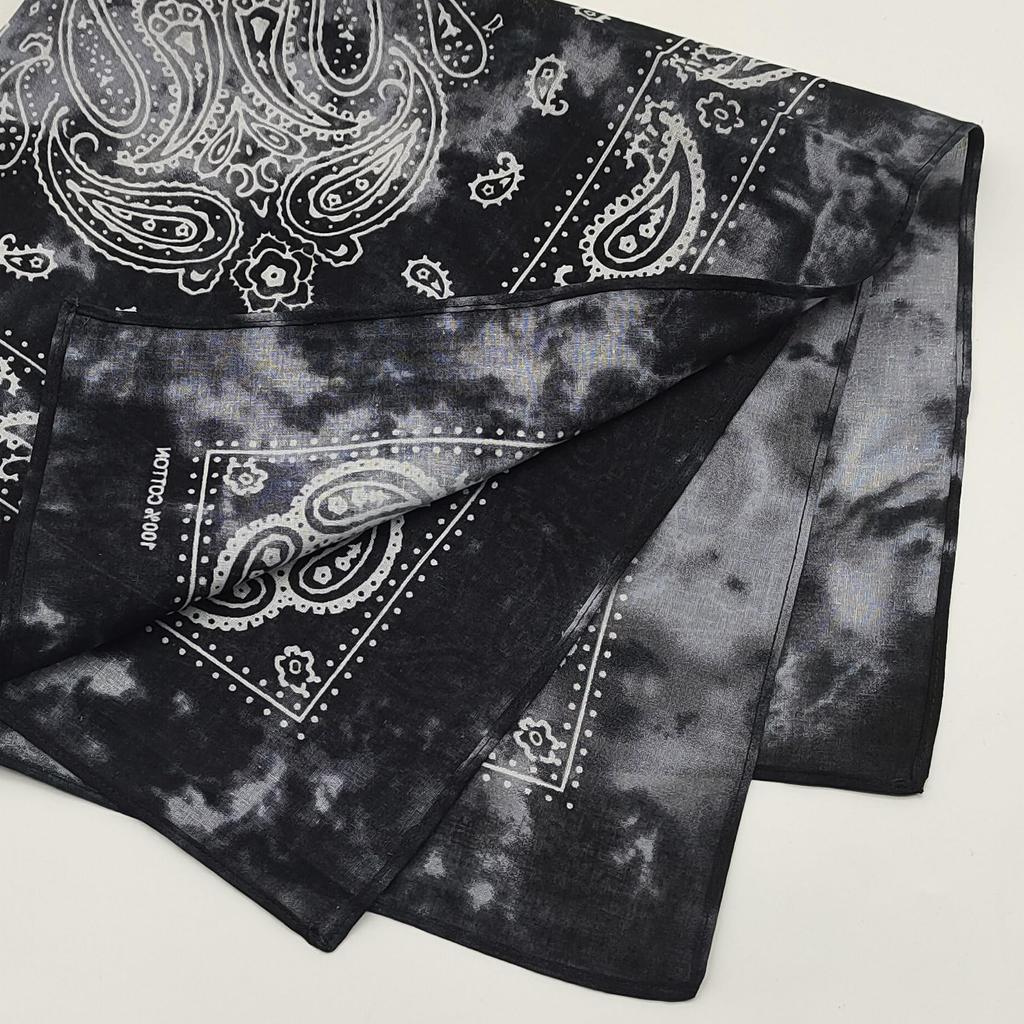 Треугольная бандана Paisley с черным тай-дай, 100% хлопок, для взрослых, 55 см x 55 см, черная