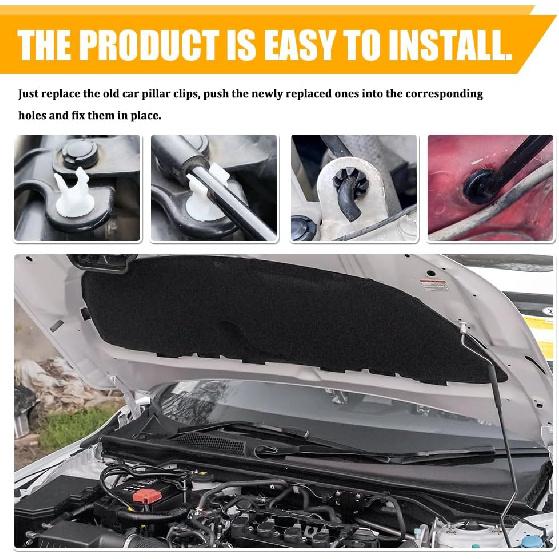 3PCS Hood Prop Rod Holder, Car Hood Holder, 91503-SS0-003 91604-SD2-013 Engine Rod Grommet Stay Clips, Vehicle Front Automobile Cover Support Prop