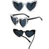 Heart-shaped Frame Pearl Decoration Sunglasses Travel Black Shades Glasses Bridal Glasses  Outdoor