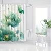 1 Elegant Green Lotus Butterfly Shower Curtain - Polyester, Watercolor Pattern, Machine Washable, Suitable for Bathroom