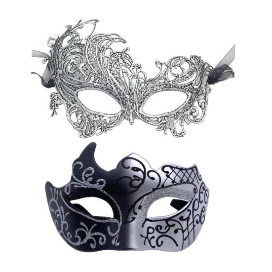 2 Pcs Couple Masquerade Masque Set for Men And Women