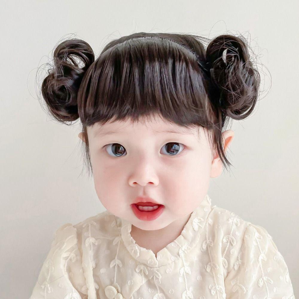 Детский парик-повязка на голову в китайском стиле, для новорожденных и детей, головной убор на Новый год, для малышей, аккуратная челка-парик