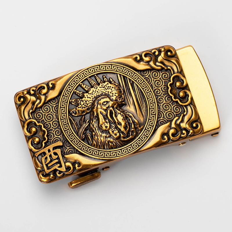 Zodiac Мужская автоматическая пряжка для ремня Персонализированная Ретро Медная 40см Автоматическая Пряжка для ремня из цинкового сплава