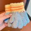 Детские вязаные варежки с отдельным пальцем для мальчиков, девочек и младенцев, на флисовой подкладке и утолщенные