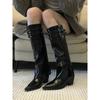 Tai Cool Spicy!! Long Boots Women's 2025 New Black Pointed Tall Boots But Knee Pants Boots Locomotive Boots Thick Heel