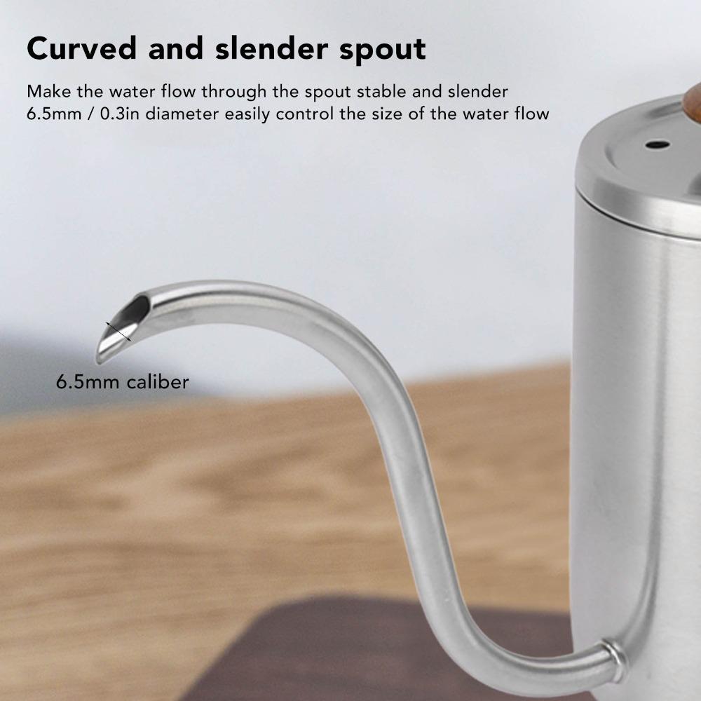 304 Stainless Steel Pour Over Coffee Kettle 600ml Capacity Narrow Spout Kettle Coffee Brewing