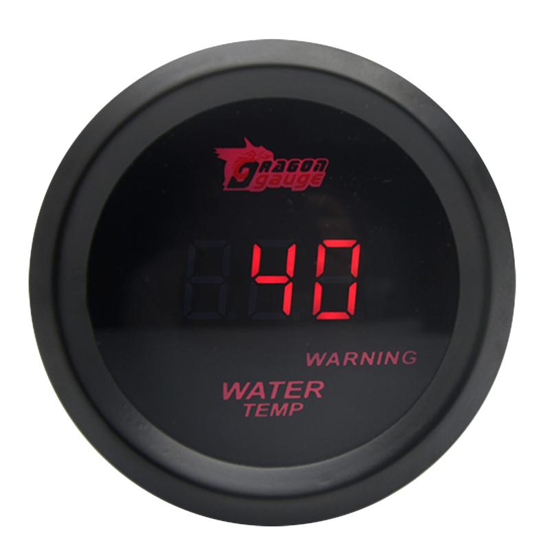 2" 52mm Water Temp Gauge Celsius / Fahrenheit Temperature Car Meter Red LED Black Case