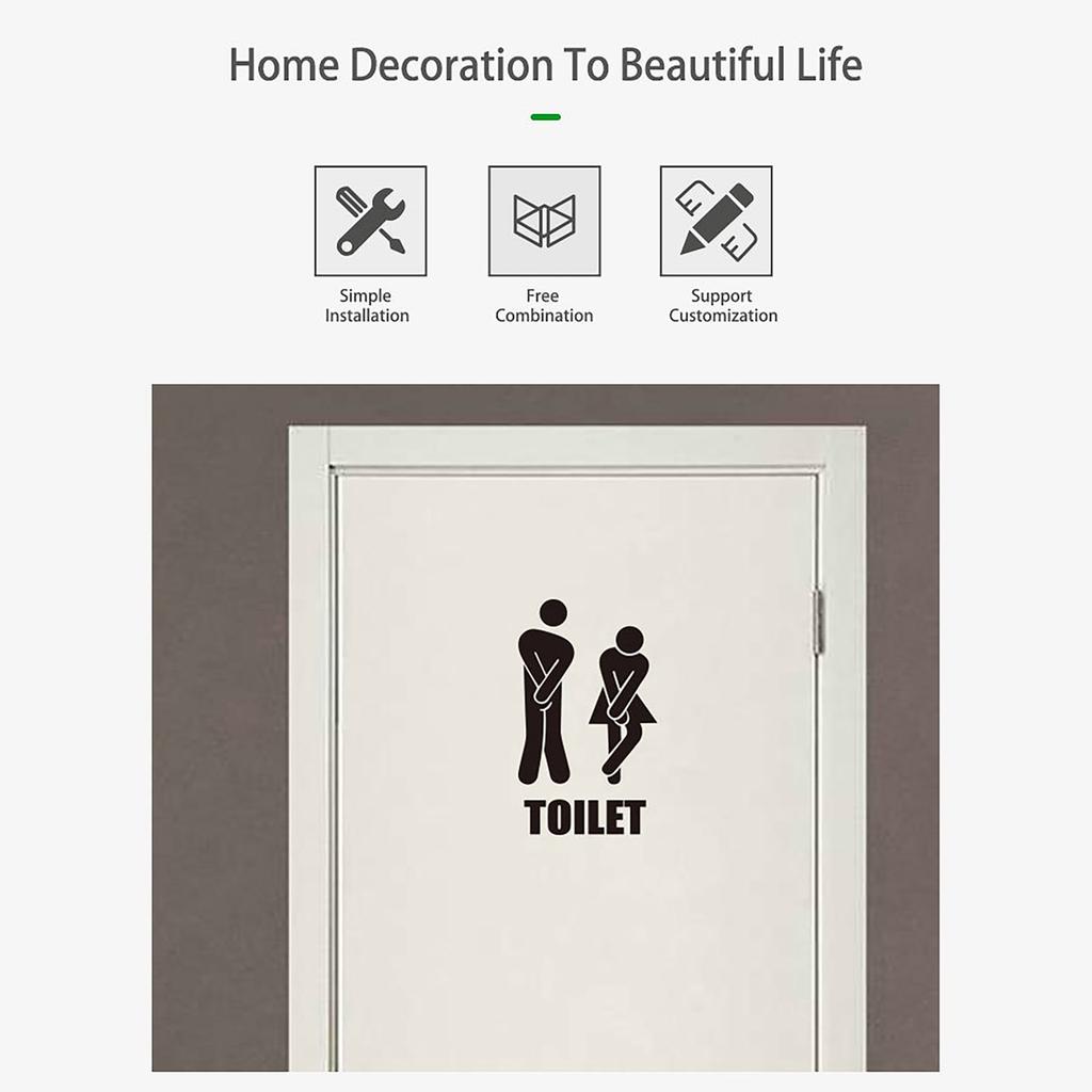 Долговечный самоклеящийся знак для туалета, мужской и женский туалет, наклейка для двери ванной комнаты, стильный и простой в установке