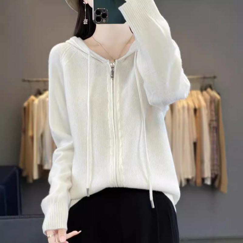Новая вязаная куртка женская премиум 24 осенне-зимняя мода универсальный худи на молнии свитер кардиган