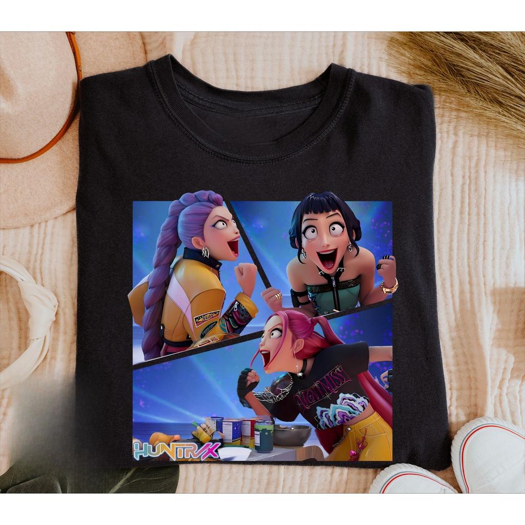 K-pop Истребитель демонов Саджа Мальчики Футболка Харадзюку Круглый вырез Повседневная Аниме Футболка Топы Унисекс