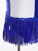Girls Color Block Latin Dance Leotard Shiny Sequins Tassel Halter Sleeveless Backless Bodysuit Performance Costume