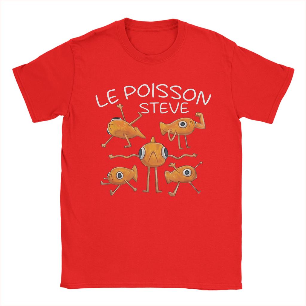 Fish Le Poisson Steve Meme T-Shirt Men  Leisure Pure Cotton Tee Shirt O Neck Short Sleeve T Shirts Plus Size Clothes
